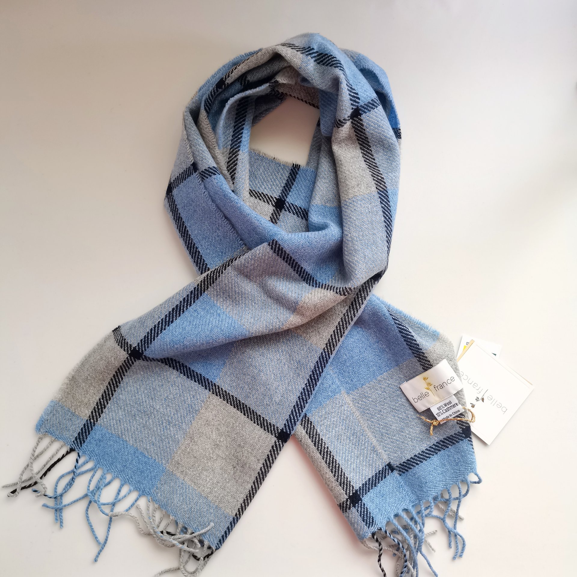 90%WOOL10%CASHMERE WOVEN SCARF SCW-6667-STM