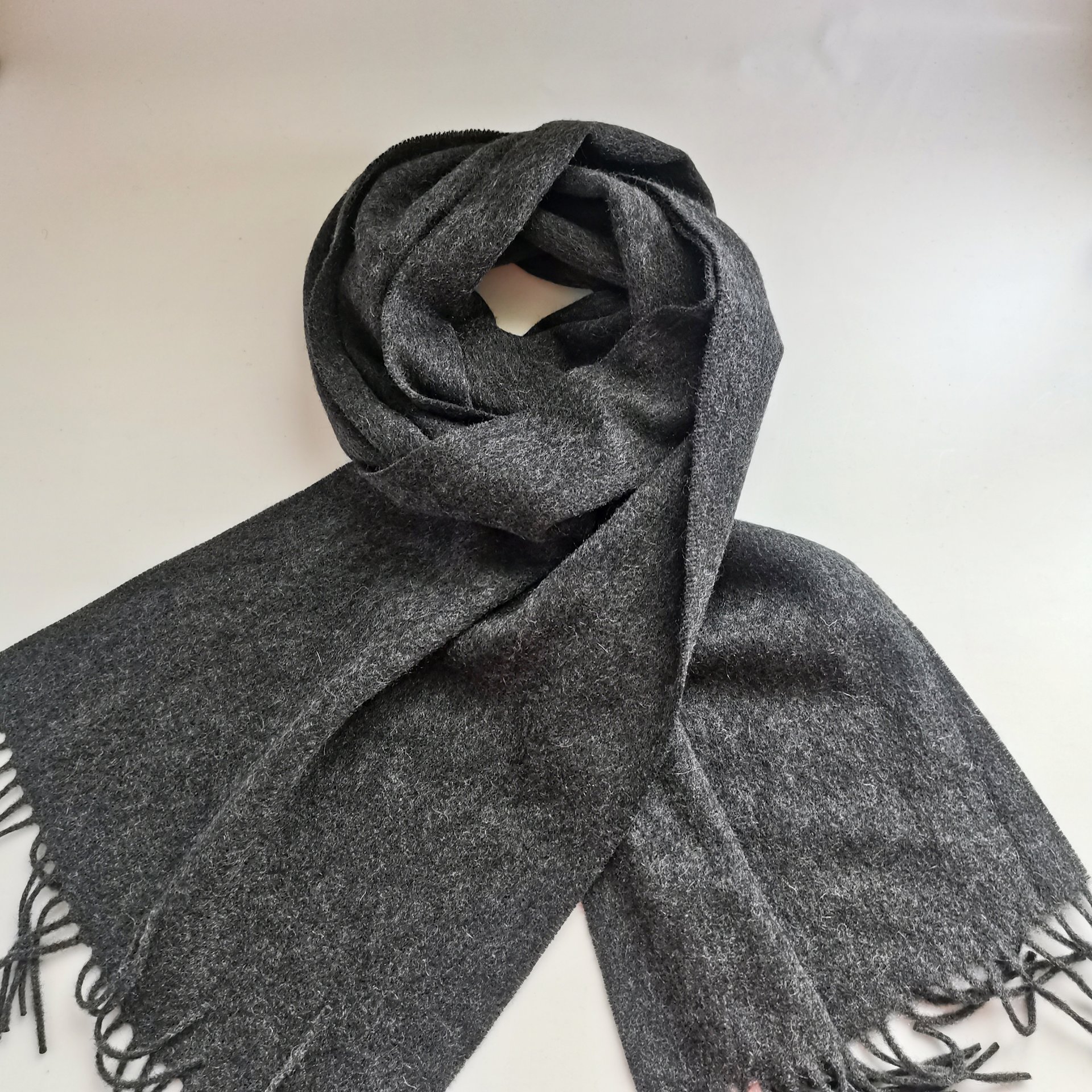 100% CASHMERE WOVEN CHARCOAL SCARF SCW-2119004-TD