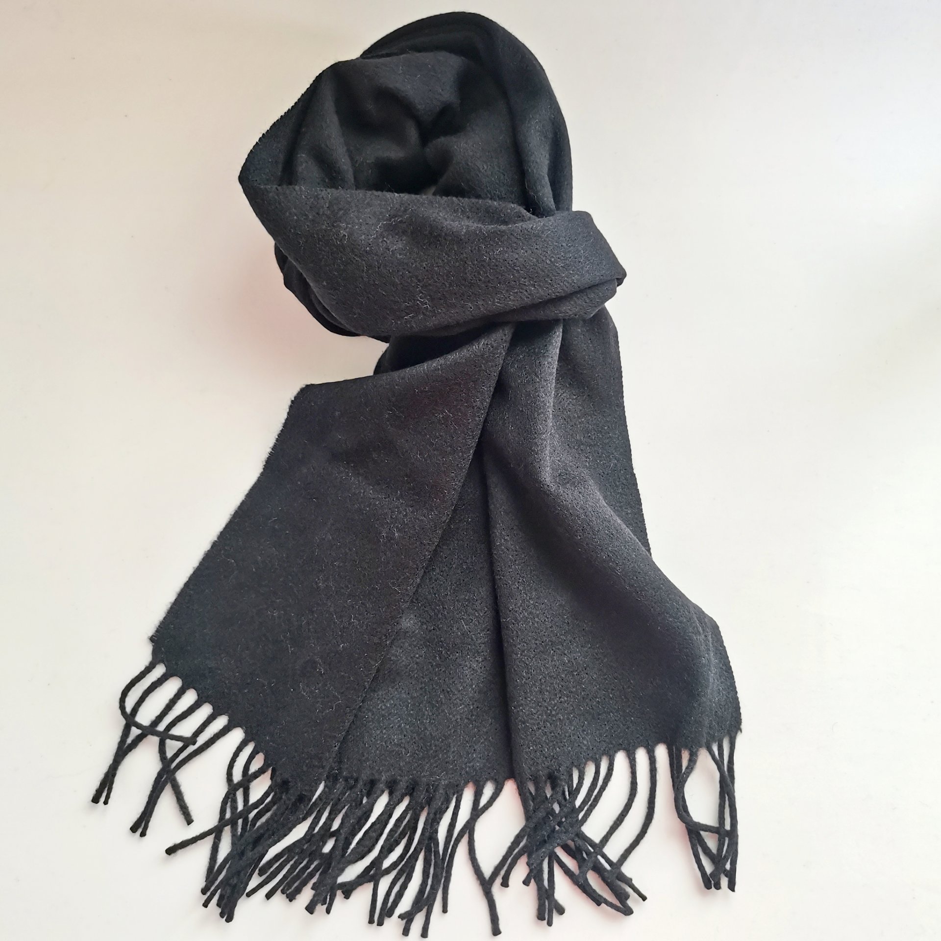 100% CASHMERE WOVEN BLACK SCARF SCW-5980-HFS