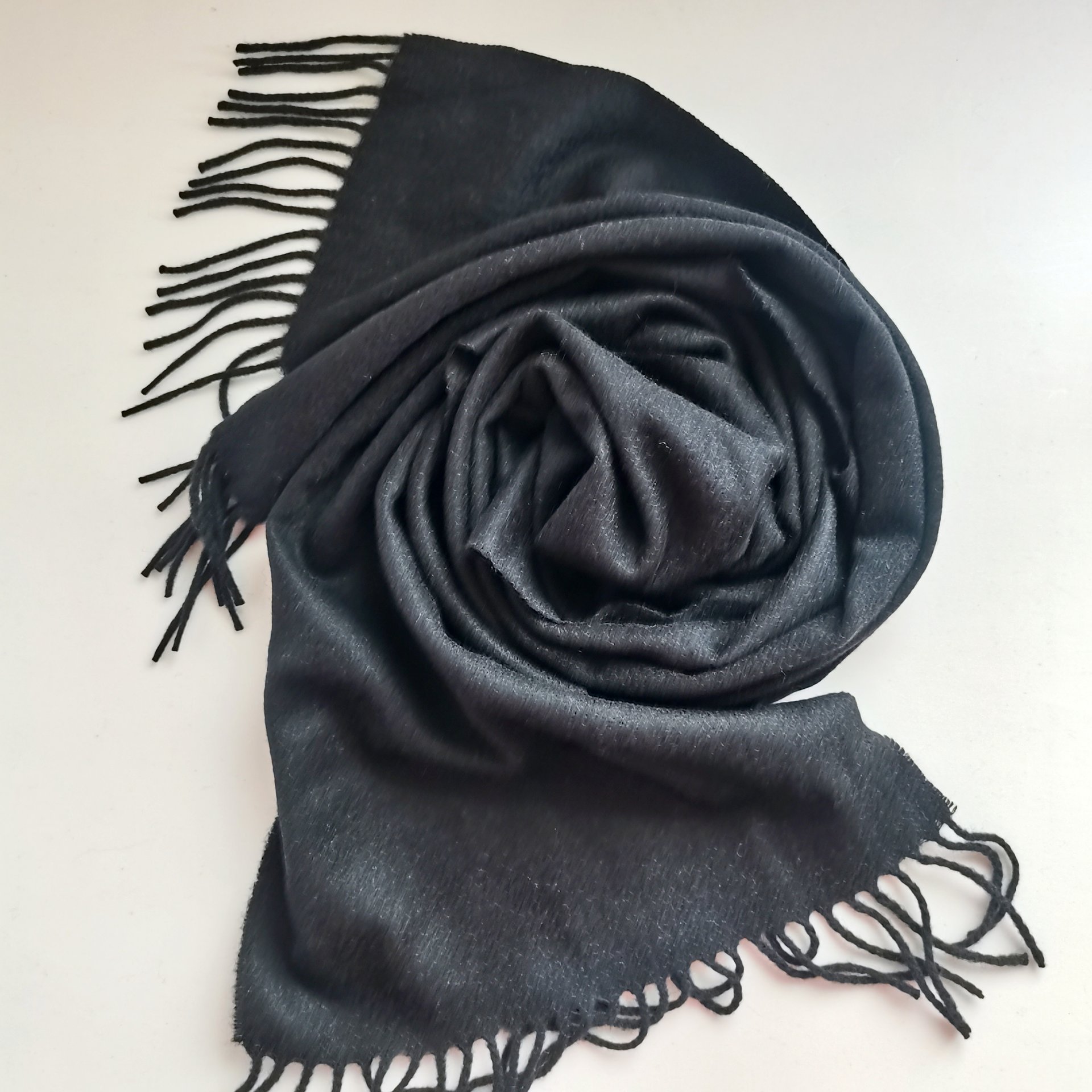 100% CASHMERE WOVEN BLACK SCARF SCW-5980-HFS