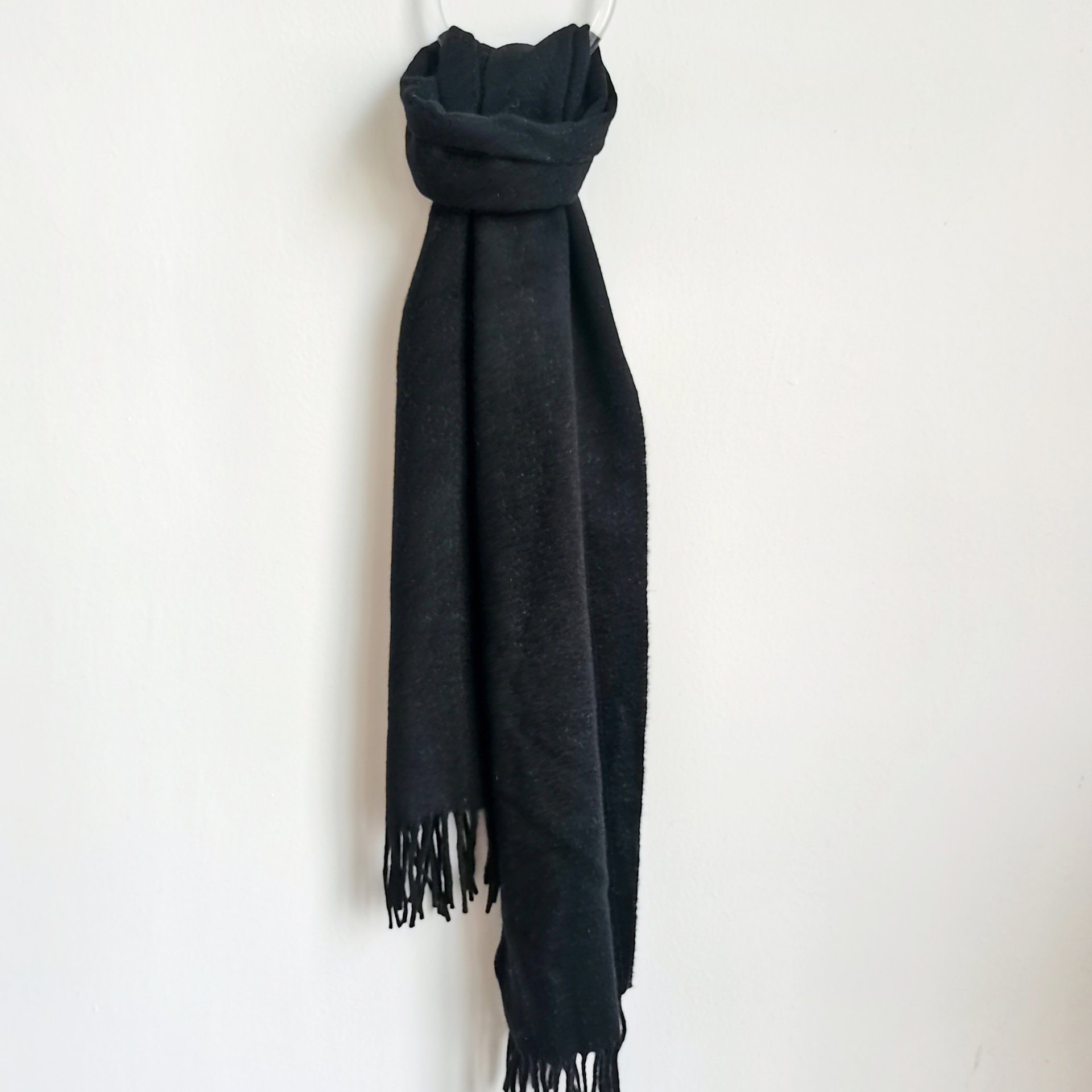 100% CASHMERE WOVEN BLACK SCARF SCW-5980-HFS